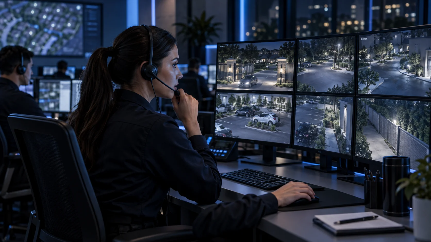 Command Watch AI operator monitoring a gated community around the clock